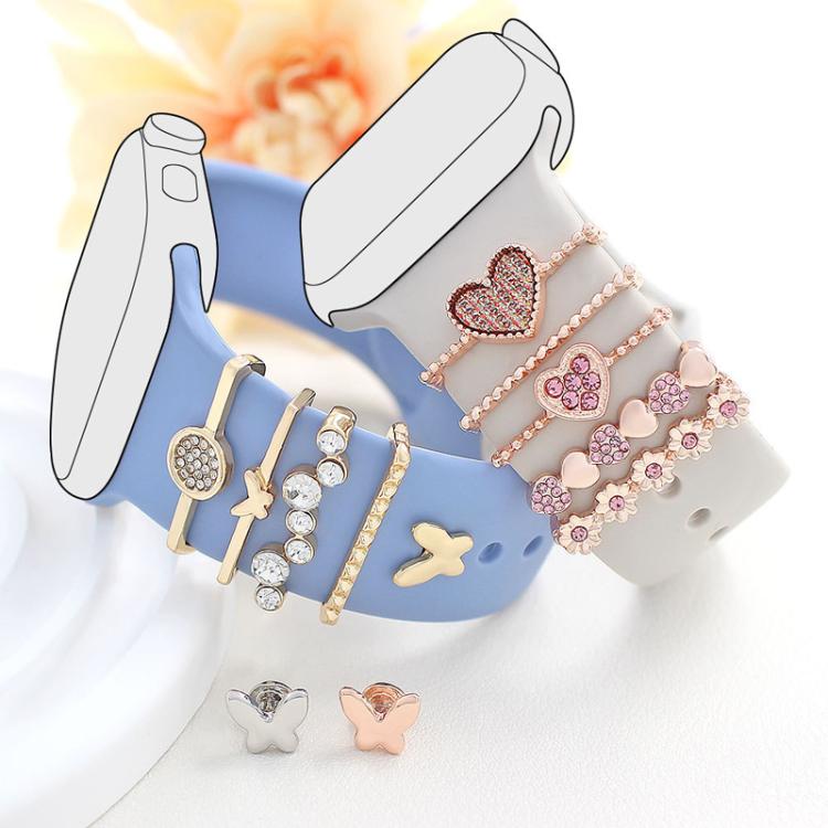 22mm Width Smart Watch Silicone Band Decorative Ring Metal Accessories, Style: Butterfly Gold - free shipping - PMc TechLife - Order now!