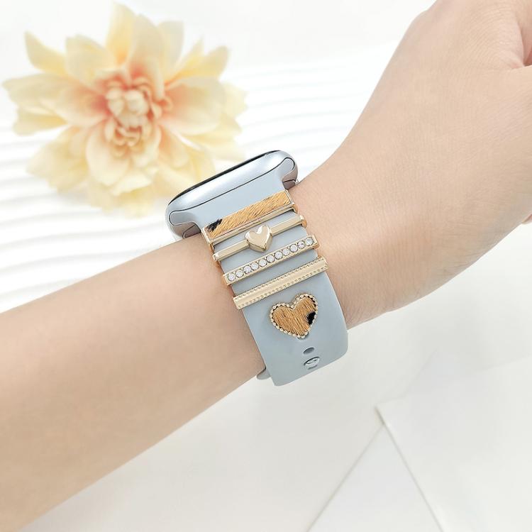 22mm Width Smart Watch Silicone Band Decorative Ring Metal Accessories, Style: Love Heart Rose Gold - free shipping - PMc TechLife - Order now!