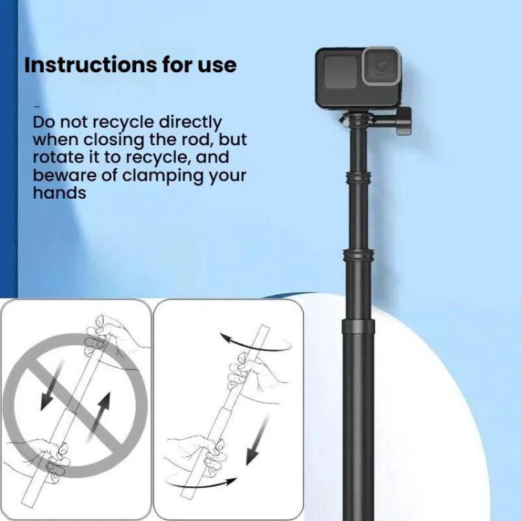 TELESIN Gen 2 2.7m Carbon Fiber Selfie Stick Sports Camera Extension Rod For GoPro HERO13 Black / Insta360(Black) - free shipping - PMC TechLife - Order now!