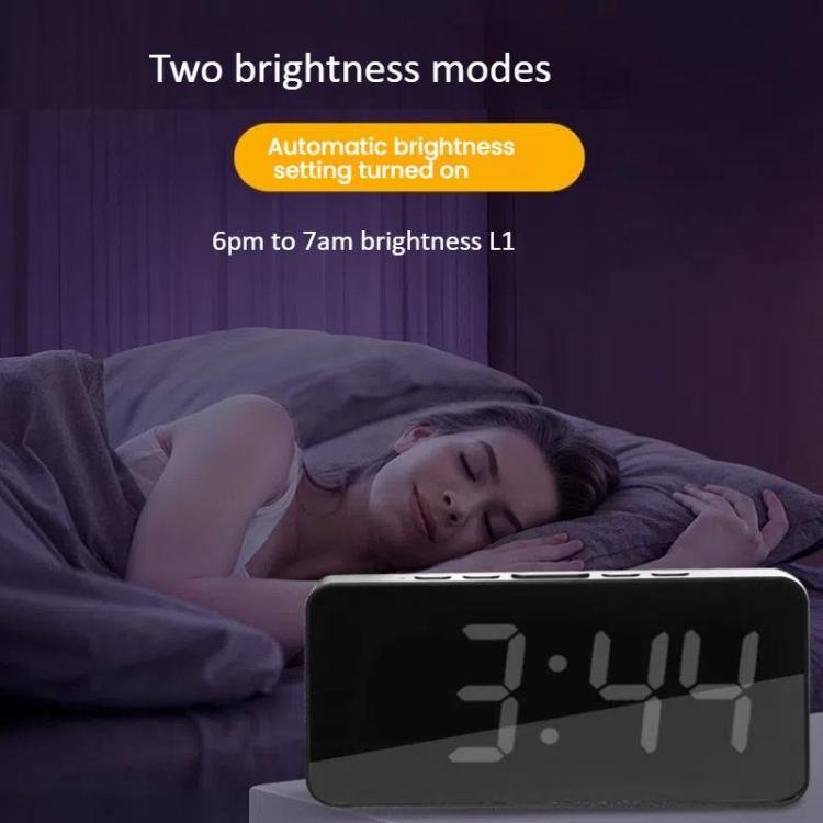 LED Mirror Digital Clock with Type-C Charging Port & 18650 Battery Compartment (Battery Not Included)(Black+Blue) - Alarm Clocks by PMc TechLife | Online Shopping South Africa | PMc TechLife | Buy Now Pay Later Mobicred