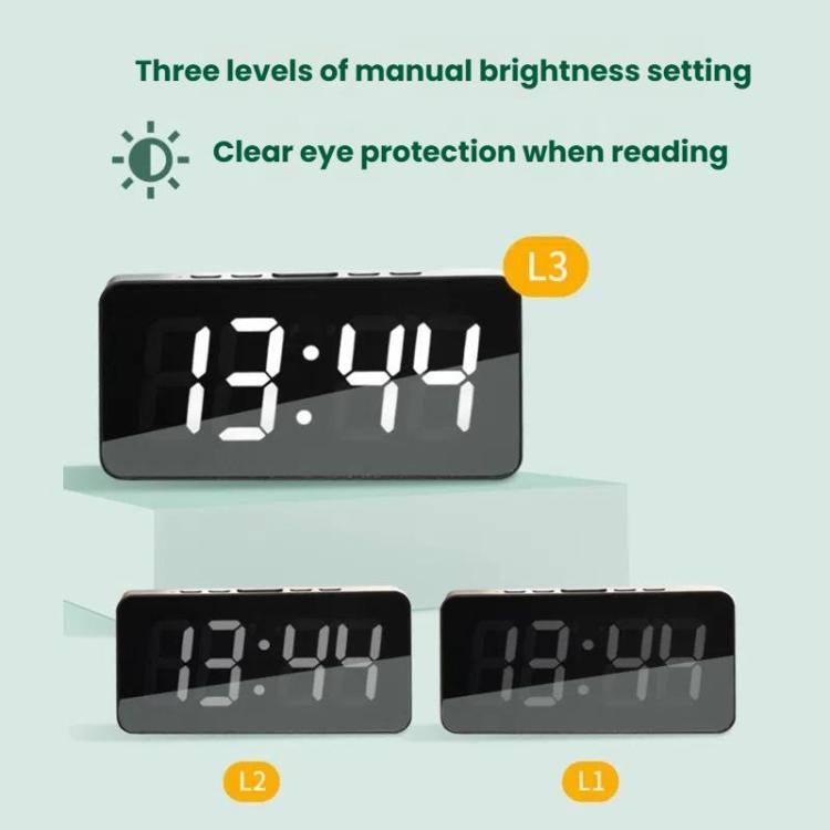 LED Mirror Digital Clock with Type-C Charging Port & 18650 Battery Compartment (Battery Not Included)(Black+Blue) - Alarm Clocks by PMc TechLife | Online Shopping South Africa | PMc TechLife | Buy Now Pay Later Mobicred