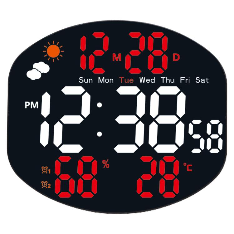 Digital Wall Clock Weather Station Forecast TEMP Humidity 2 Alarm Table Clock With Remote Control(Red+White) - Wall Clock by PMc TechLife | Online Shopping South Africa | PMc TechLife | Buy Now Pay Later Mobicred