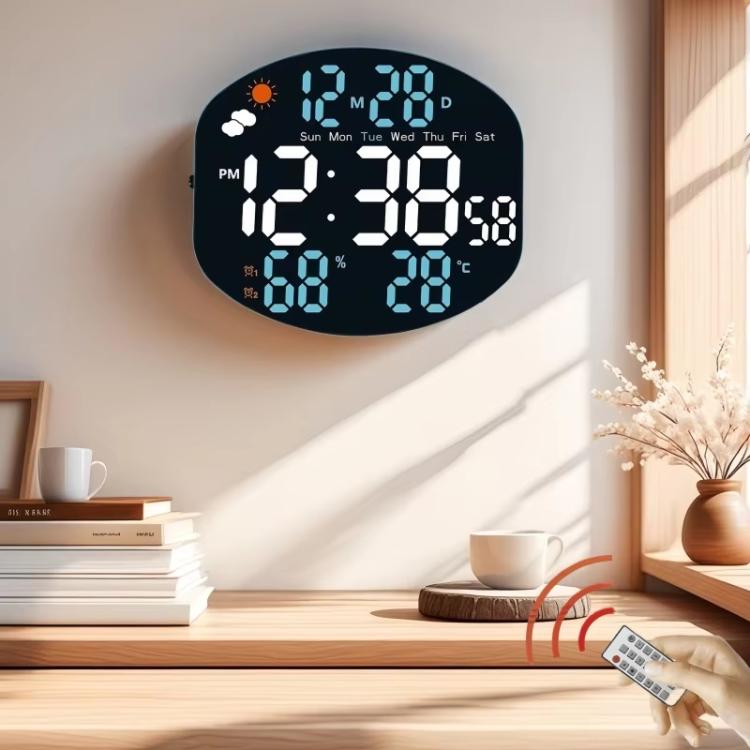 Digital Wall Clock Weather Station Forecast TEMP Humidity 2 Alarm Table Clock With Remote Control(Red+White) - Wall Clock by PMc TechLife | Online Shopping South Africa | PMc TechLife | Buy Now Pay Later Mobicred