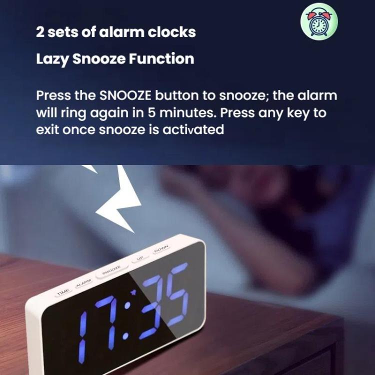 11 Colors Dynamic RGB Digital Alarm Clock 12/24H 6 Levels Brightness 2 Alarms Table Clock(Black Shell) - Alarm Clocks by PMc TechLife | Online Shopping South Africa | PMc TechLife | Buy Now Pay Later Mobicred