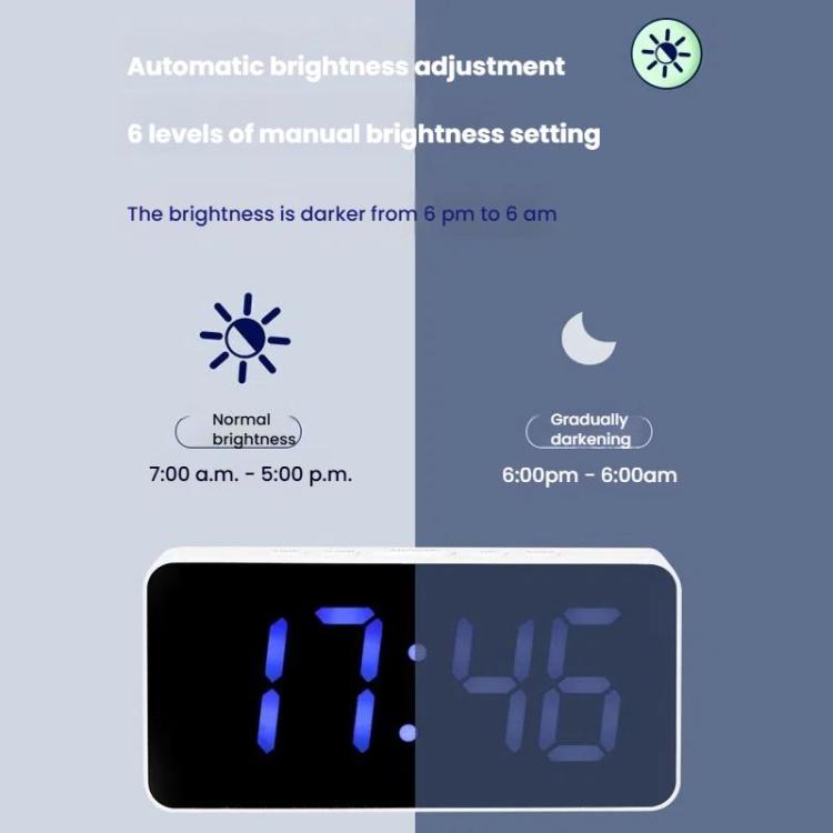 11 Colors Dynamic RGB Digital Alarm Clock 12/24H 6 Levels Brightness 2 Alarms Table Clock(Black Shell) - Alarm Clocks by PMc TechLife | Online Shopping South Africa | PMc TechLife | Buy Now Pay Later Mobicred