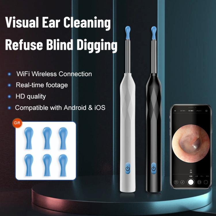 P3 LED Light WIFI Connection Smart Wireless Visual Ear Picker With APP(Black) - free shipping - PMC TechLife - Order now!