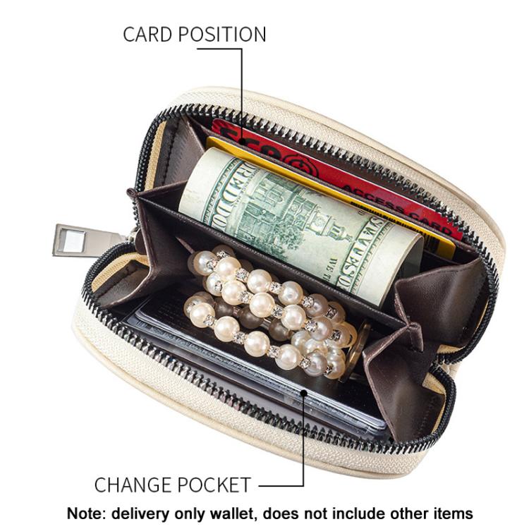 Women Wallet Pleated Sense PU Zipper Short Wallet Simple Solid Color Coin Purse(Beige) - free shipping - PMc TechLife - Order now!