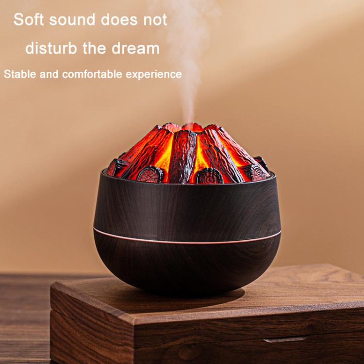 Simulated Charcoal Fire Ambient Night Light Humidifier USB Large Mist Flame Humidifier(Dark Wood Grain) - free shipping - PMC TechLife - Order now!