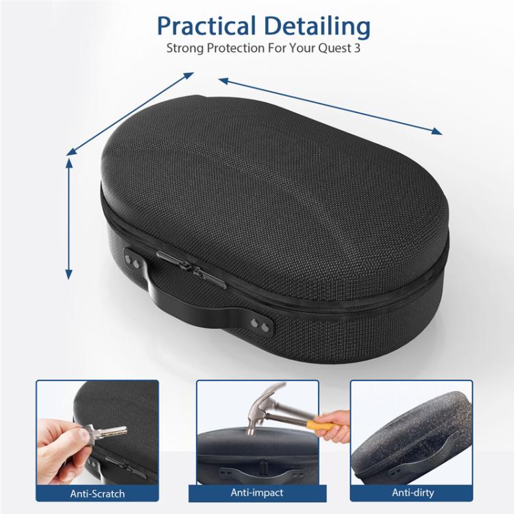 For Meta Quest 3 VR Glasses Storage Case EVA Anti-Pressure Hard Shell Storage Bag(Carbon Fiber Black) - VR Accessories by PMC TechLife | Online Shopping South Africa | PMC TechLife | Buy Now Pay Later Mobicred
