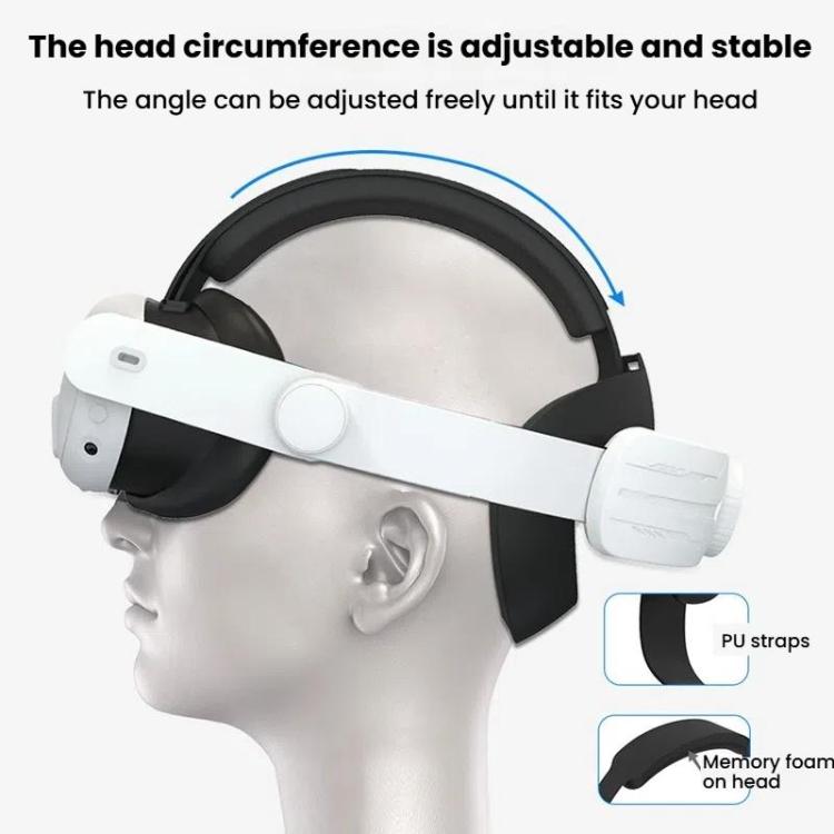 For Meta Quest 3 / 3S Adjustable Headband No Face Pressure VR Head Strap Accessories(Black White) - VR Accessories by PMc TechLife | Online Shopping South Africa | PMc TechLife | Buy Now Pay Later Mobicred
