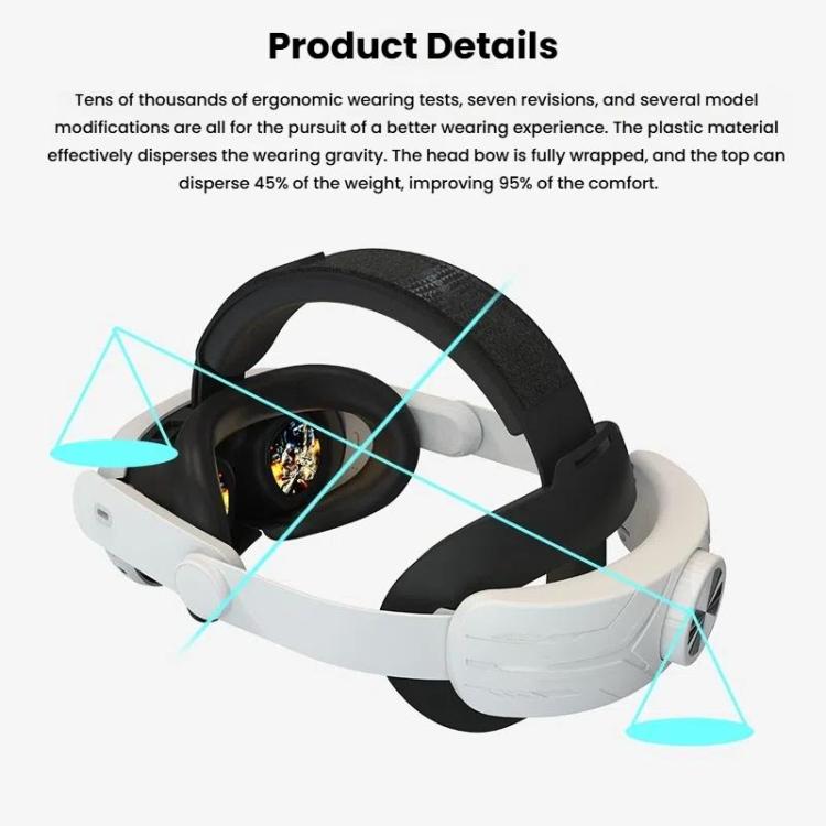 For Meta Quest 3 / 3S Adjustable Headband No Face Pressure VR Head Strap Accessories(Black White) - VR Accessories by PMc TechLife | Online Shopping South Africa | PMc TechLife | Buy Now Pay Later Mobicred
