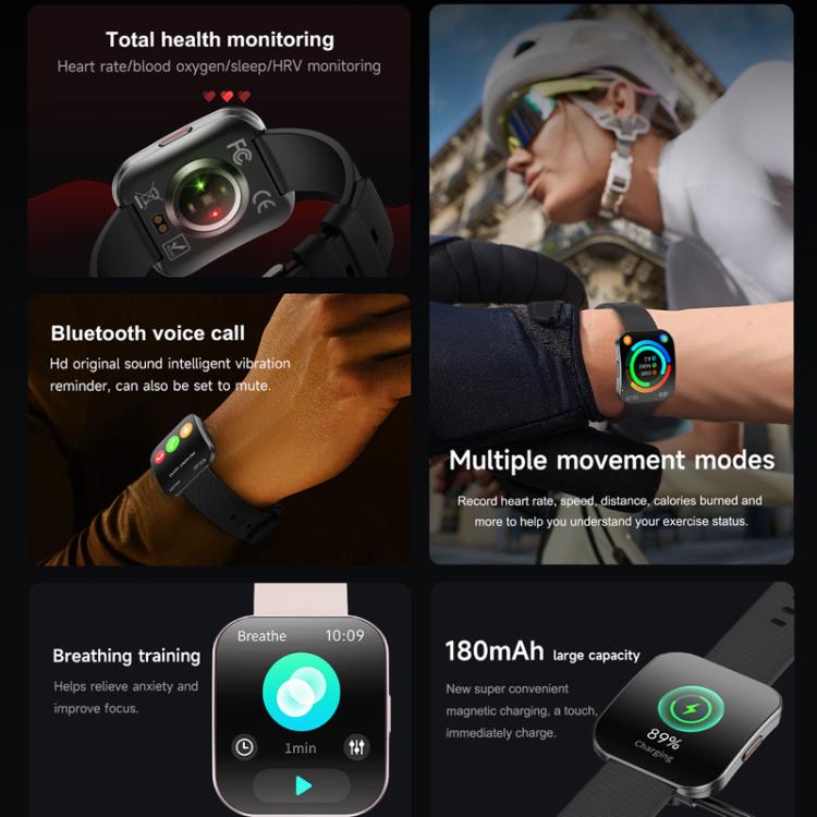 QS08 1.85 Inch Full-Screen Smart Watch with Real-Time Heart Rate/Blood Glucose/Blood Oxygen Monitor, SOS Alert, Sleep Tracking(Black) - free shipping - PMC TechLife - Order now!
