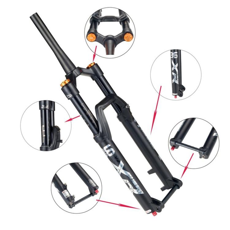 KRSEC XR36 Front Fork Straight Taper Tube Barrel Axle Mountain Bike Wire Damping Forks, Size: 29 inch(Black) - free shipping - PMc TechLife - Order now!