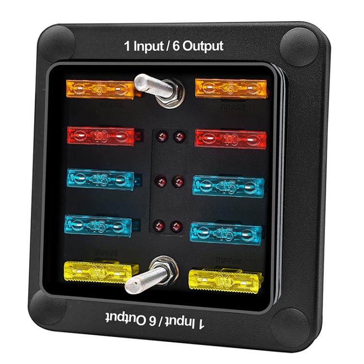 6-Way Waterproof Fuse Box With LED Indicator And Sticker(ZH-1704A1) - Fuse by PMc TechLife | Online Shopping South Africa | PMc TechLife | Buy Now Pay Later Mobicred