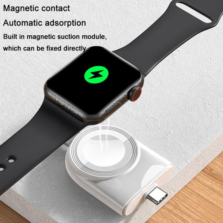 For Apple Watch 1/2/3/4/5/6/7/8/9/10/SE Portable Magnetic Wireless Charger Type-C Smart Wireless Charger(White) - Charger / Holder by PMC TechLife | Online Shopping South Africa | PMC TechLife | Buy Now Pay Later Mobicred