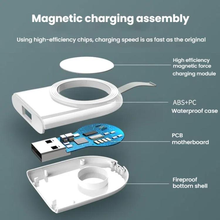 For Apple Watch 1/2/3/4/5/6/7/8/9/10/SE Portable USB Magnetic Wireless Charger(White) - Charger / Holder by PMC TechLife | Online Shopping South Africa | PMC TechLife | Buy Now Pay Later Mobicred