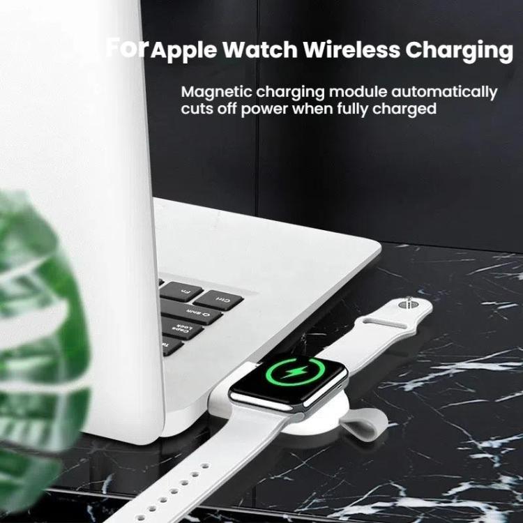 For Apple Watch 1/2/3/4/5/6/7/8/9/10/SE Portable USB Magnetic Wireless Charger(White) - Charger / Holder by PMC TechLife | Online Shopping South Africa | PMC TechLife | Buy Now Pay Later Mobicred