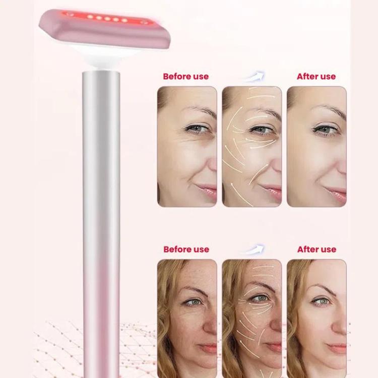 Red Light Facial Wand Eye Neck Massager With Vibrating for Lifting, Dark Circle Reduction(Fairy Pink) - free shipping - PMC TechLife - Order now!