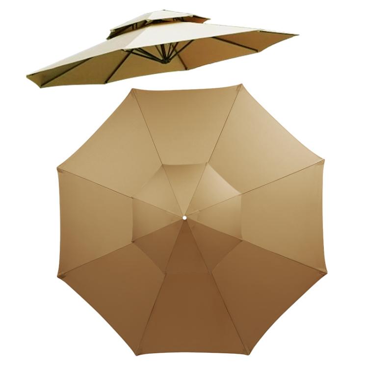 3 Meters 8-Rib Replacement Canopy For Outdoor Patio Umbrella Double Top Waterproof Sunshade Fabric(Khaki) - free shipping - PMc TechLife - Order now!