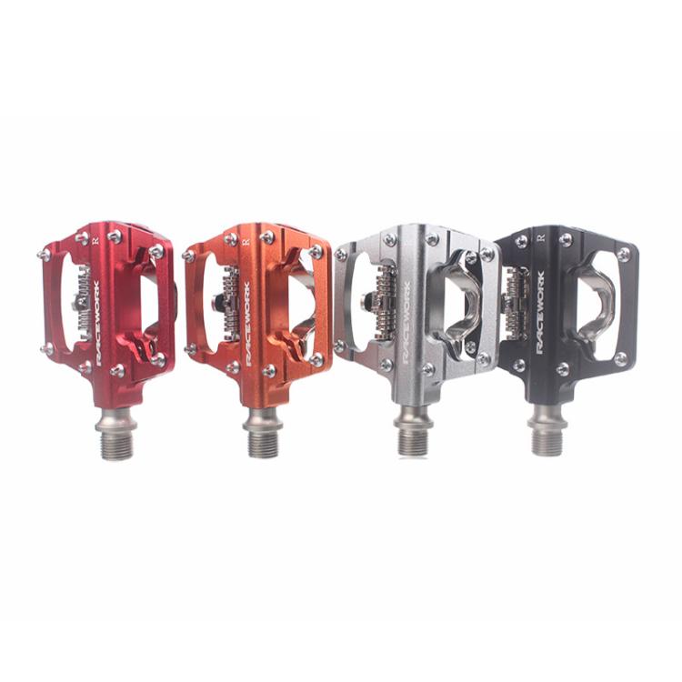 RACEWORK RK213 1pair Mountain Bike SPD + Flat Pedal Self-locking Dual-purpose Pedal(Orange) - free shipping - PMc TechLife - Order now!