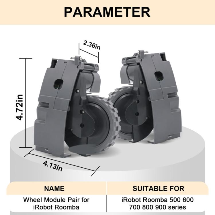 For IRobot Roomba 5/6/7/8/9 Series Walking Wheels Vacuum Cleaner Accessories Left+Right Wheel-Black - For iRobot Accessories by PMc TechLife | Online Shopping South Africa | PMc TechLife | Buy Now Pay Later Mobicred