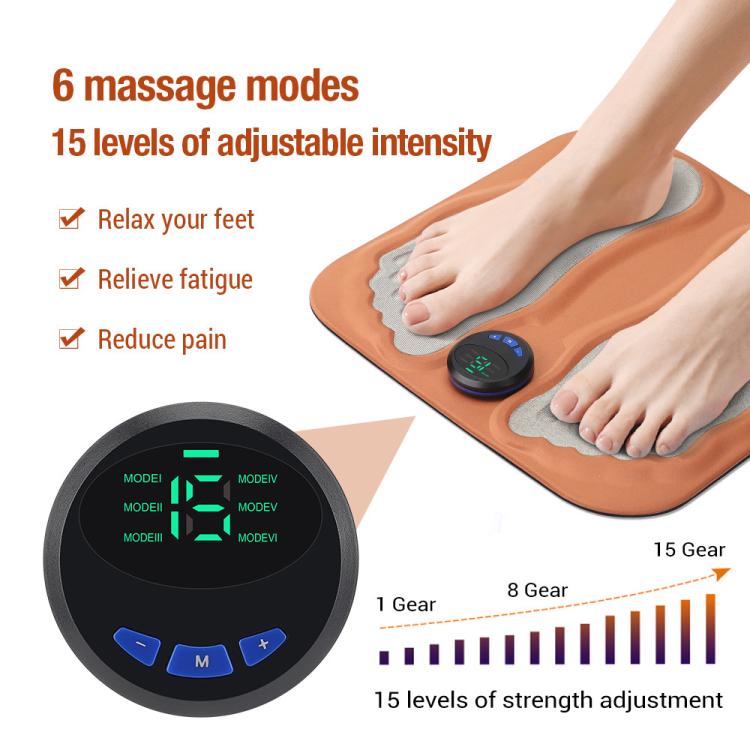 EMS Smart 6-mode 15-level 3D Foot Massage Pad Microcurrent Foot Massager(Orange) - free shipping - PMC TechLife - Order now!
