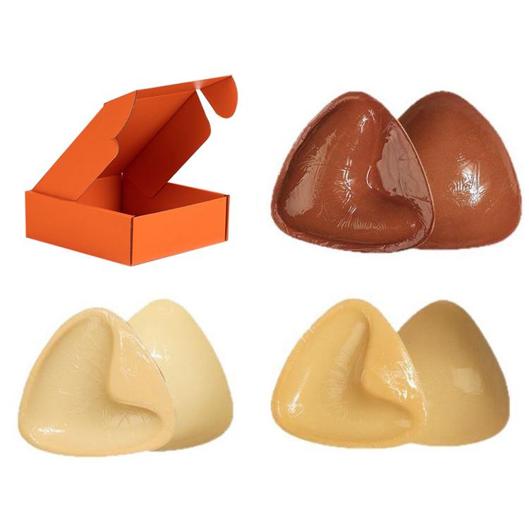 Double-Sided Silicone Thickened Inserts Gather Triangle Breast Pads, Size: M/B(Medium Skin Color With Orange Box) - free shipping - PMC TechLife - Order now!