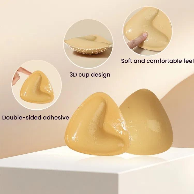 Double-Sided Silicone Thickened Inserts Gather Triangle Breast Pads, Size: L/C(White Skin Color With Orange Box) - free shipping - PMC TechLife - Order now!