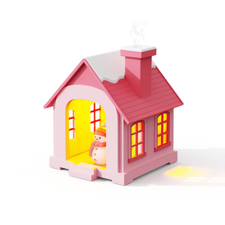 500ML Portable Mini Snow House Humidifier USB Desktop Snowman Colorful Ambient Light Air Humidifiers, Size: Rechargeable(Pink) - free shipping - PMC TechLife - Order now!