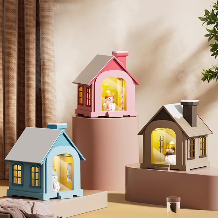 500ML Portable Mini Snow House Humidifier USB Desktop Snowman Colorful Ambient Light Air Humidifiers, Size: Rechargeable(Pink) - free shipping - PMC TechLife - Order now!