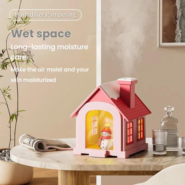 500ML Portable Mini Snow House Humidifier USB Desktop Snowman Colorful Ambient Light Air Humidifiers, Size: Rechargeable(Brown) - free shipping - PMC TechLife - Order now!
