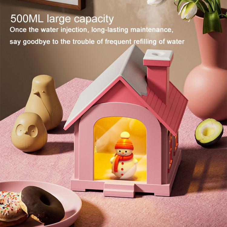 500ML Portable Mini Snow House Humidifier USB Desktop Snowman Colorful Ambient Light Air Humidifiers, Size: Plug-in(Brown) - free shipping - PMC TechLife - Order now!