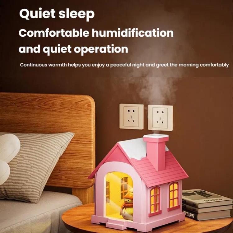 500ML Portable Mini Snow House Humidifier USB Desktop Snowman Colorful Ambient Light Air Humidifiers, Size: Rechargeable(Blue) - free shipping - PMC TechLife - Order now!