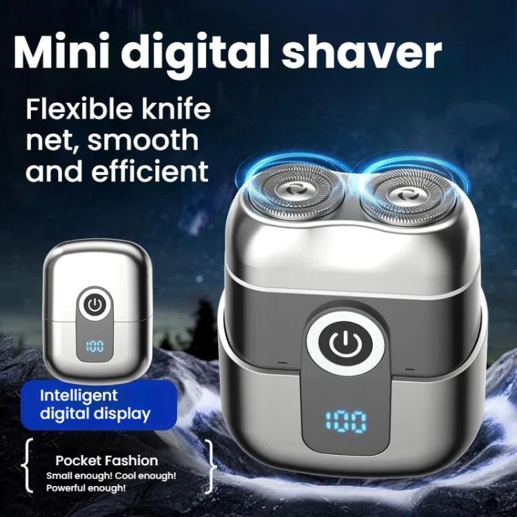 Portable Mini Dual Head Electric Shaver for Men - LCD Display, Floating Blades, Waterproof, USB-C Rechargeable(Silver) - free shipping - PMC TechLife - Order now!