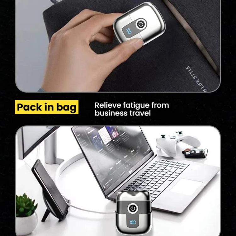 Portable Mini Dual Head Electric Shaver for Men - LCD Display, Floating Blades, Waterproof, USB-C Rechargeable(Silver) - free shipping - PMC TechLife - Order now!