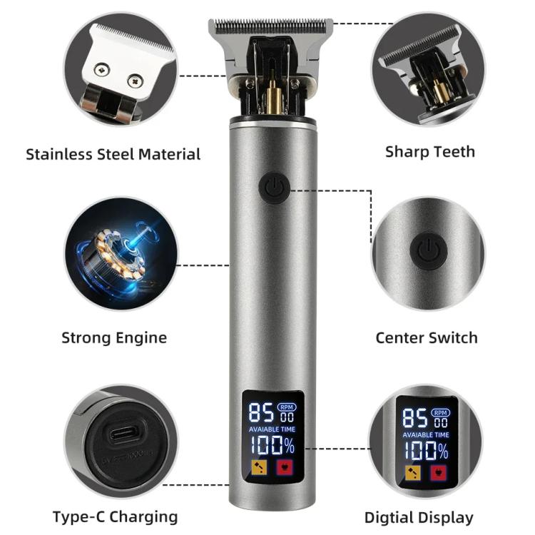 Rechargeable Haircut Kit Hair Clippers For Men - Zero Blade Trimmer For Vintage Oil Head & Bald Head Styles(Dark Metallic Gray) - free shipping - PMC TechLife - Order now!