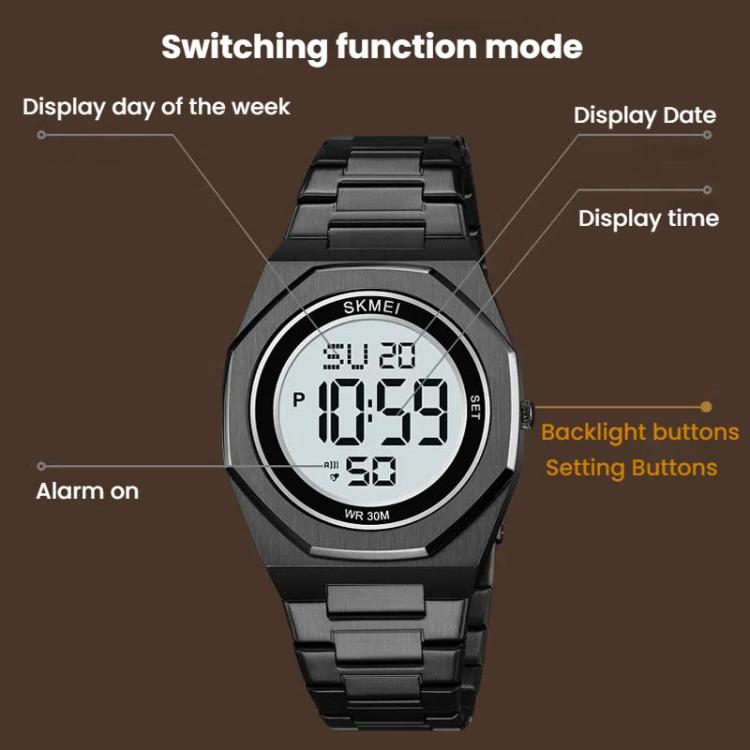 SKMEI 2479 Men Business Casual Multi-Function Chronograph Electronic Watch(Black) - free shipping - PMC TechLife - Order now!