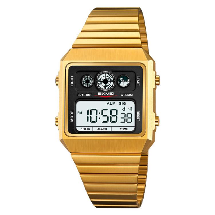 SKMEI 2450 Men Business Multifunctional Watch Casual Waterproof Square Electronic Watch(Gold) - free shipping - PMC TechLife - Order now!