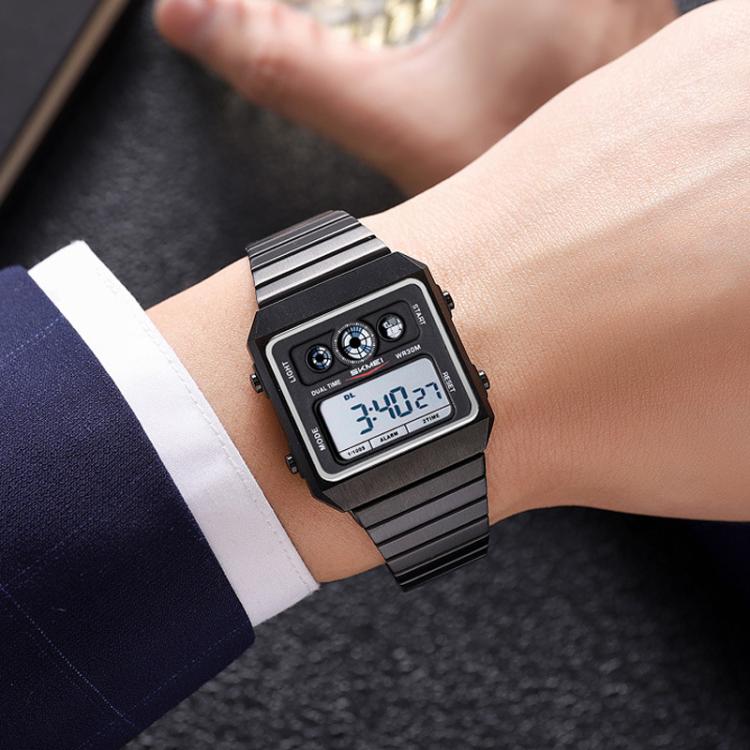 SKMEI 2450 Men Business Multifunctional Watch Casual Waterproof Square Electronic Watch(Black) - free shipping - PMC TechLife - Order now!