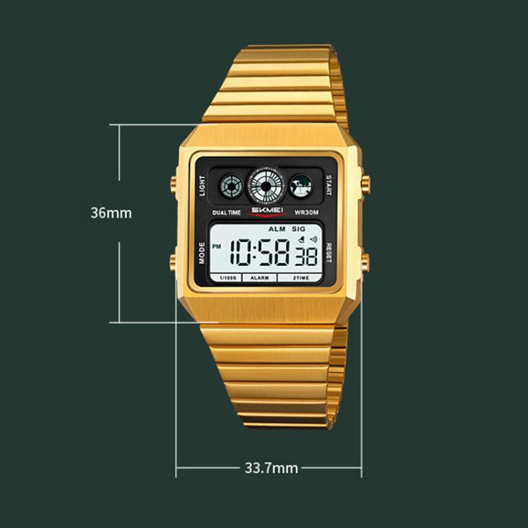 SKMEI 2450 Men Business Multifunctional Watch Casual Waterproof Square Electronic Watch(Gold) - free shipping - PMC TechLife - Order now!