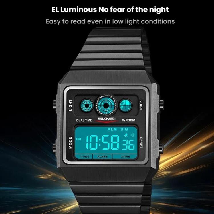 SKMEI 2450 Men Business Multifunctional Watch Casual Waterproof Square Electronic Watch(Gold) - free shipping - PMC TechLife - Order now!