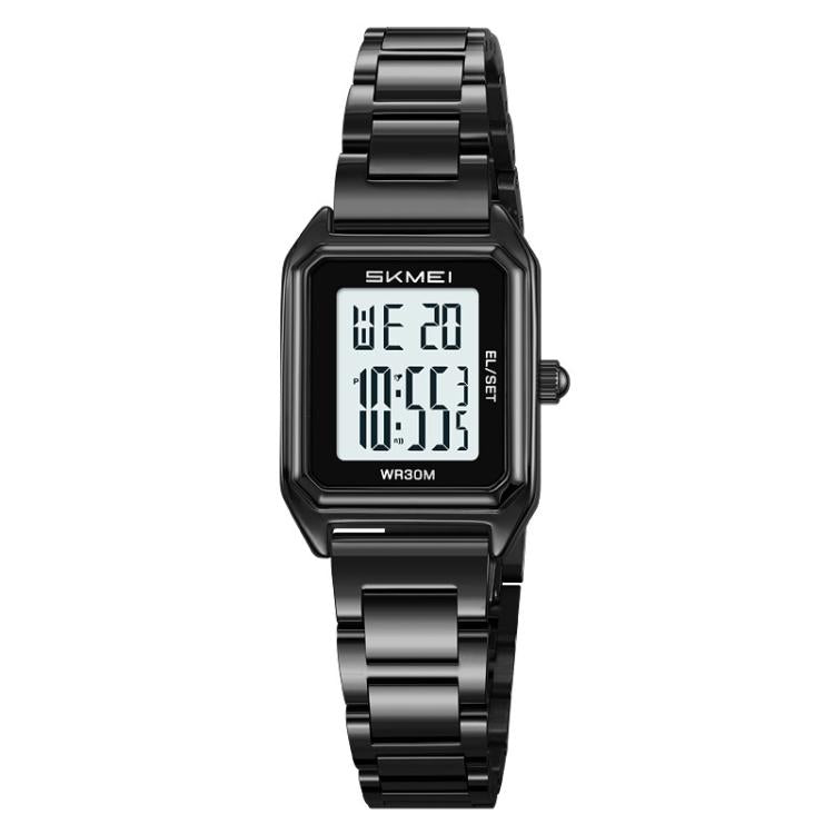 SKMEI 2493 Small Women Electronic Watch Square Steel Strap Watch, Style: Black Case White - free shipping - PMC TechLife - Order now!