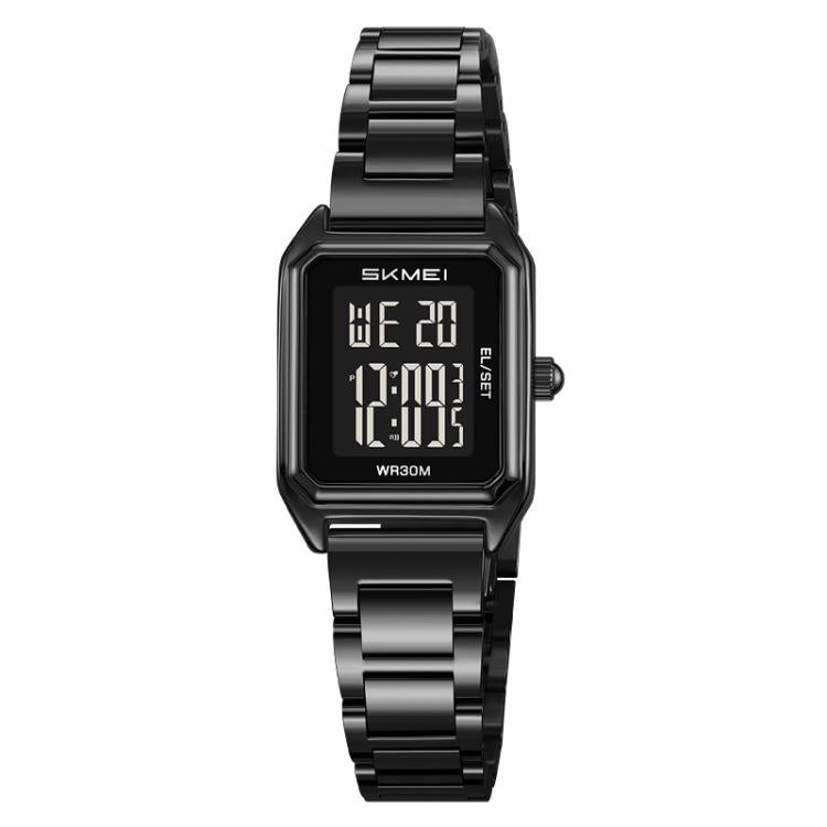SKMEI 2493 Small Women Electronic Watch Square Steel Strap Watch, Style: Black Case Black - free shipping - PMC TechLife - Order now!