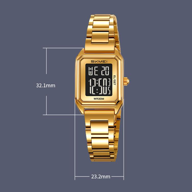 SKMEI 2493 Small Women Electronic Watch Square Steel Strap Watch, Style: Black Case Black - free shipping - PMC TechLife - Order now!