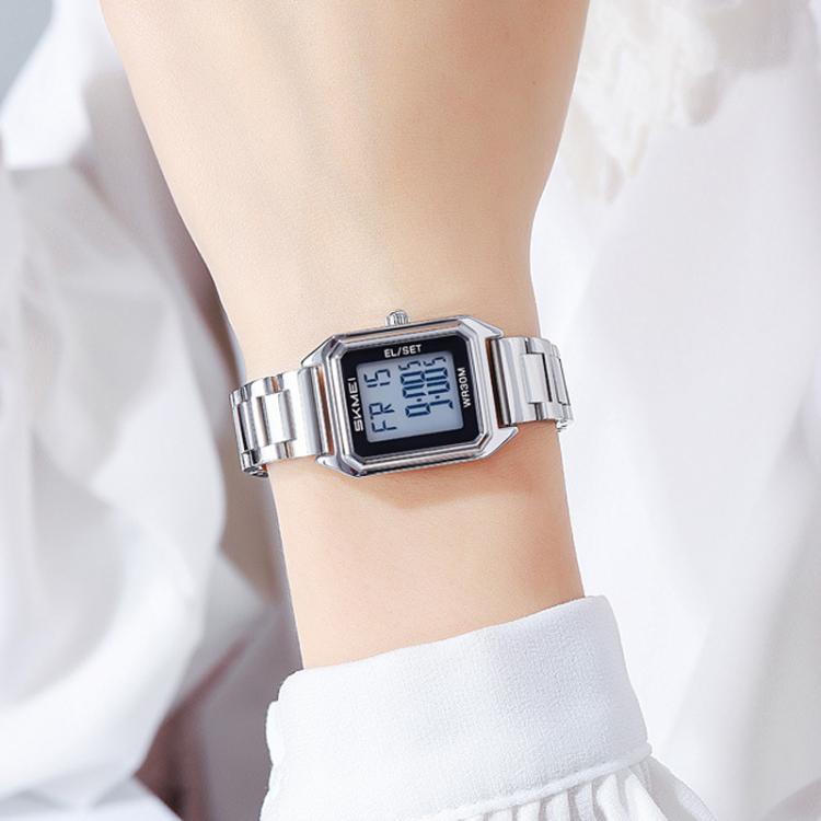 SKMEI 2493 Small Women Electronic Watch Square Steel Strap Watch, Style: Gold Case White - free shipping - PMC TechLife - Order now!