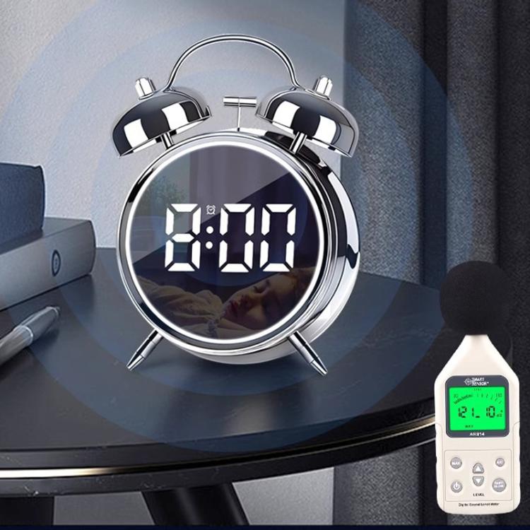 12/24H LED Screen Alarm Clock Loud Metal Clock With Night Light Plug-In Children Clock(Silver) - free shipping - PMC TechLife - Order now!