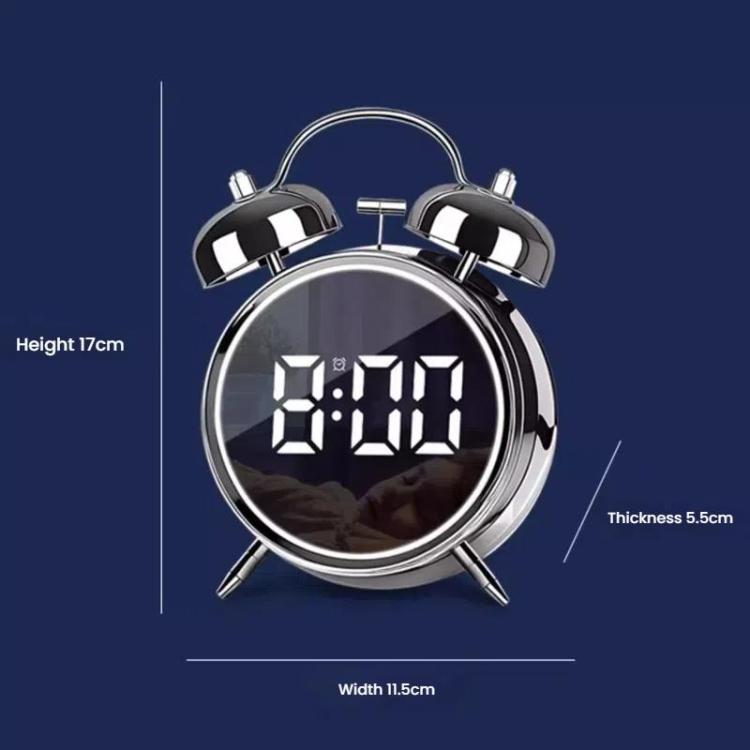 12/24H LED Screen Alarm Clock Loud Metal Clock With Night Light Plug-In Children Clock(Silver) - free shipping - PMC TechLife - Order now!