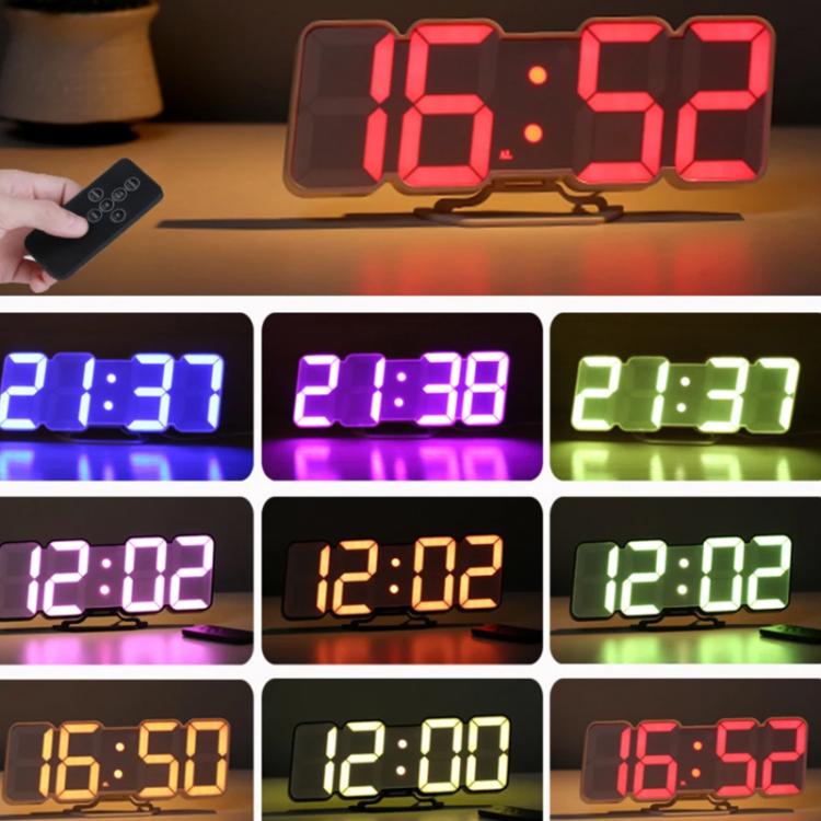 RGB Color Changing 3D Digital Clock With Voice Control, Adjustable Brightness, Temperature Display & Remote, Spec: Ordinary Black - free shipping - PMC TechLife - Order now!