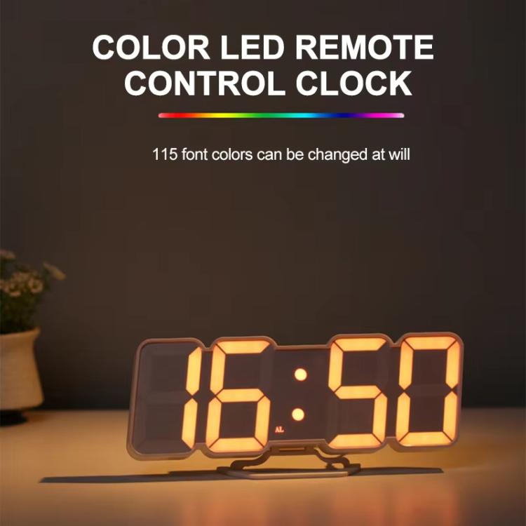 RGB Color Changing 3D Digital Clock With Voice Control, Adjustable Brightness, Temperature Display & Remote, Spec: Ordinary White - free shipping - PMC TechLife - Order now!