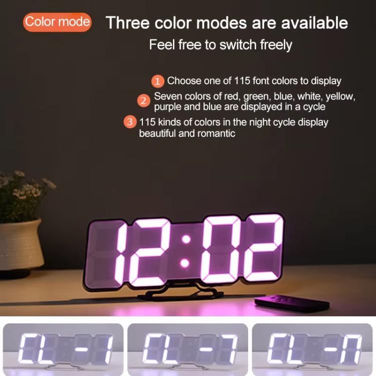 RGB Color Changing 3D Digital Clock With Voice Control, Adjustable Brightness, Temperature Display & Remote, Spec: Ordinary Black - free shipping - PMC TechLife - Order now!